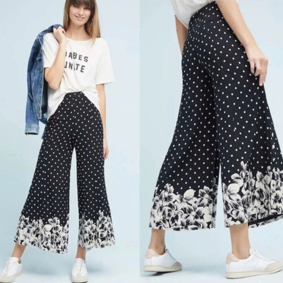 Anthropologie Pants - Anthropologie Ett Twa Chesapeake Wide Leg Crop Pant Black and Off White Size 10